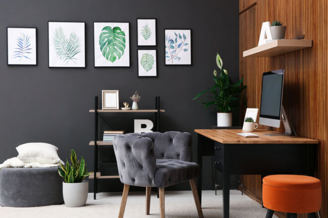 Walls, ceilings, lighting, and decoration for your home office